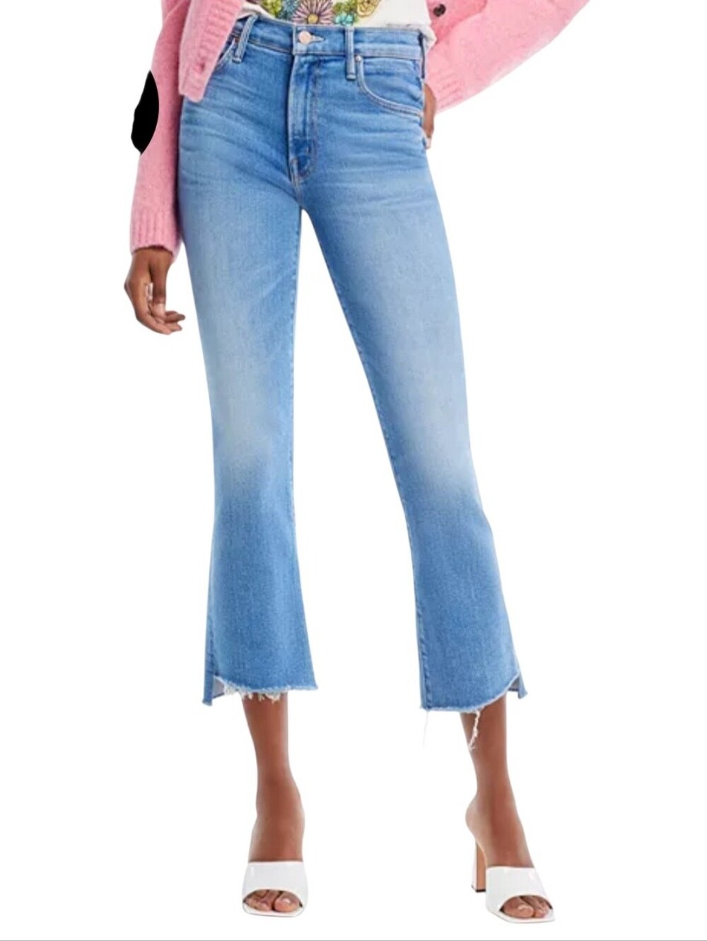 MOTHER The Insider Crop Step Fray Bootcut Jeans in Out Of The Blue Women's 29
